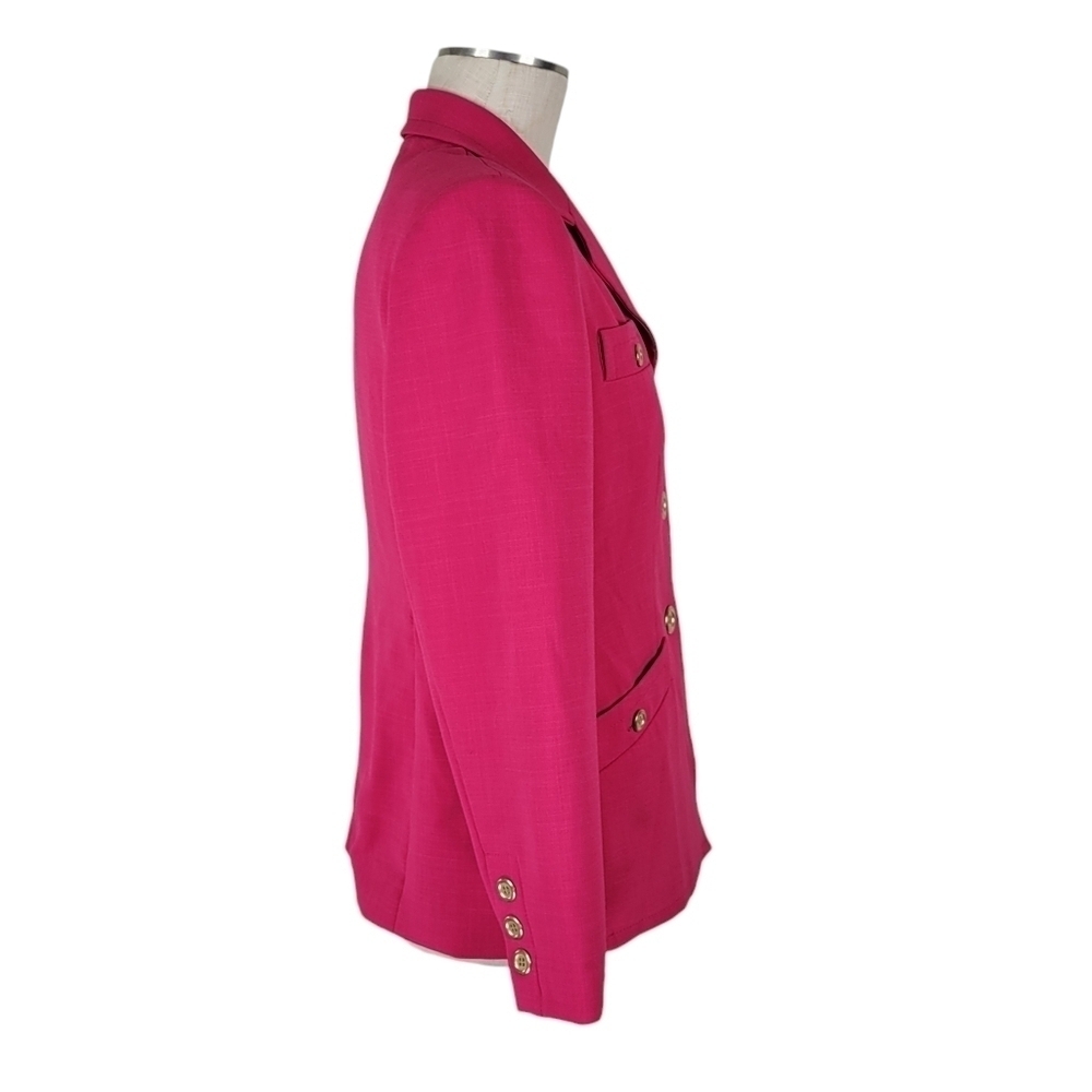 Kasper Blazer Size 10P Button Pockets Notch Collar Stretch Padded Lined Pink - Picture 3 of 10